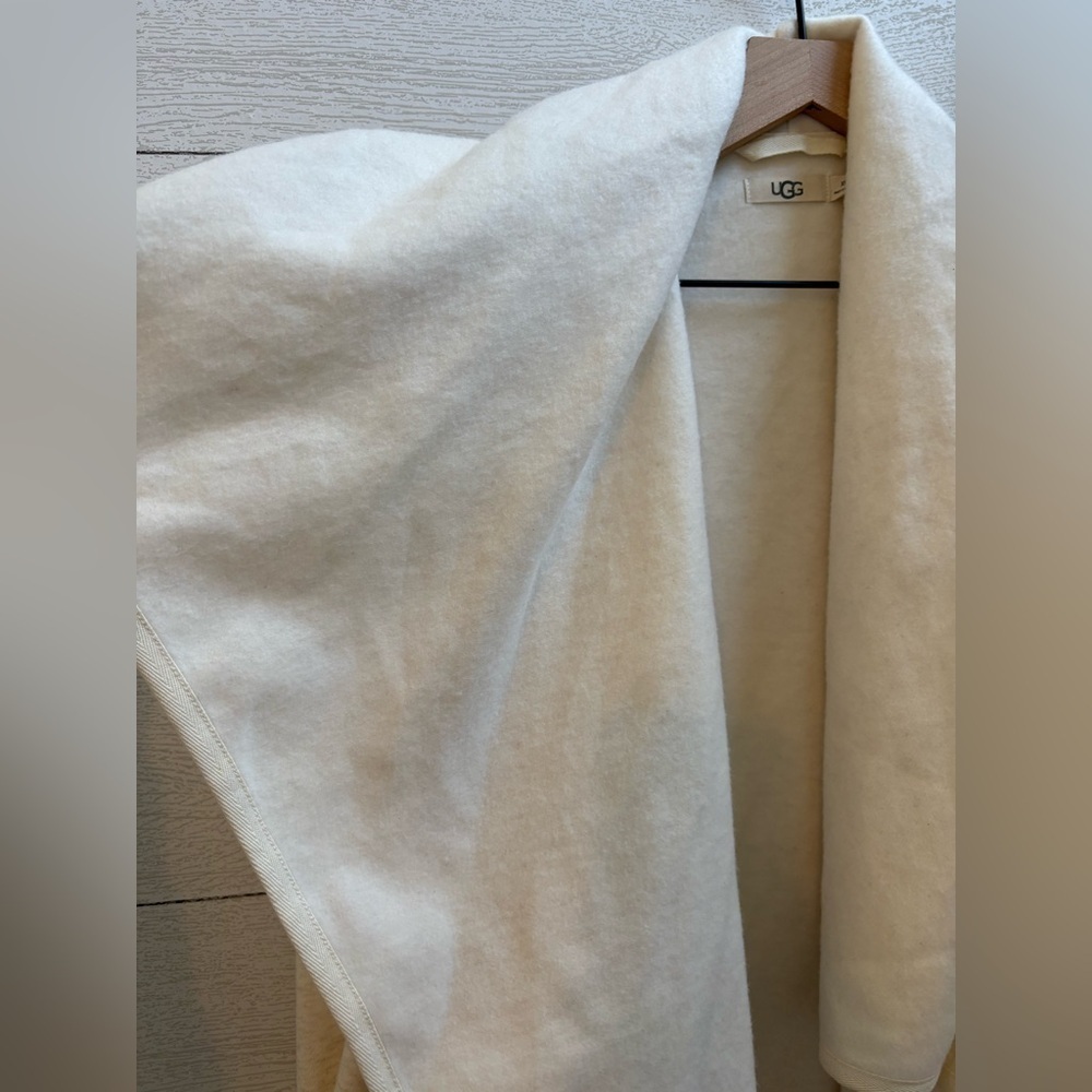 UGG Womans Janni Fleece Blanket Cardigan Size XS in Ivory, Soft Cotton Blend - Picture 8 of 16